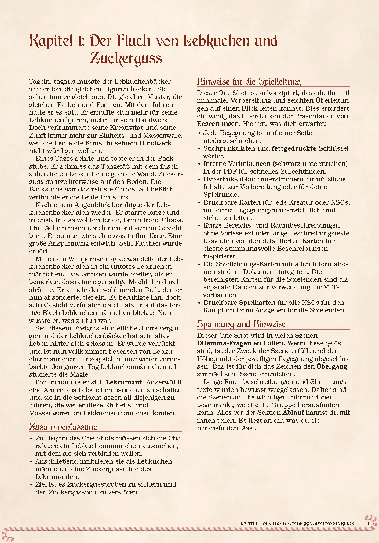 Zusammenfassung und Spielhinweise zum DnD Weihnachts Oneshot Die Zuckergussmine des Lekrumanten für D&D 5e.