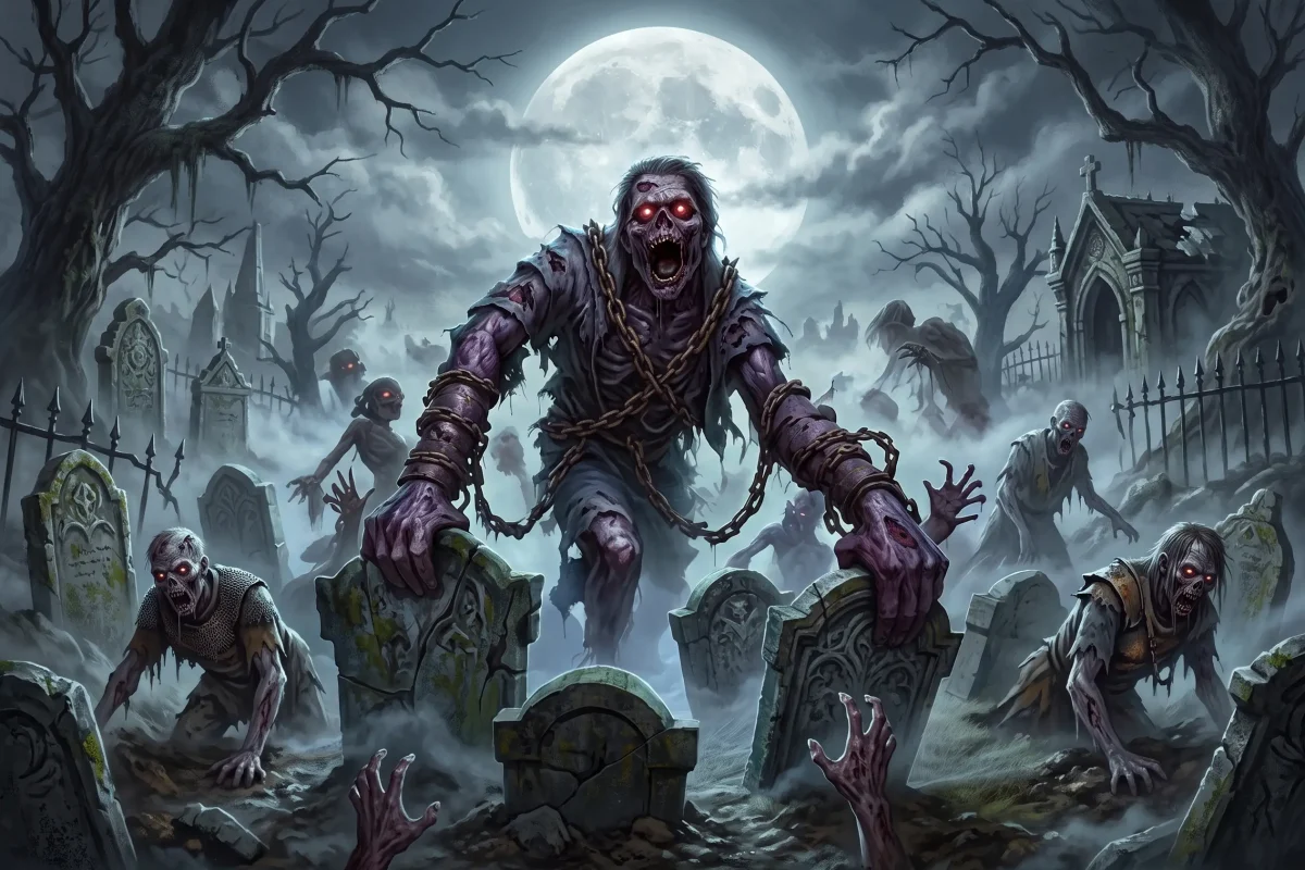 DnD Horror Monster Zombie, aus seinem Grab aufersteht.