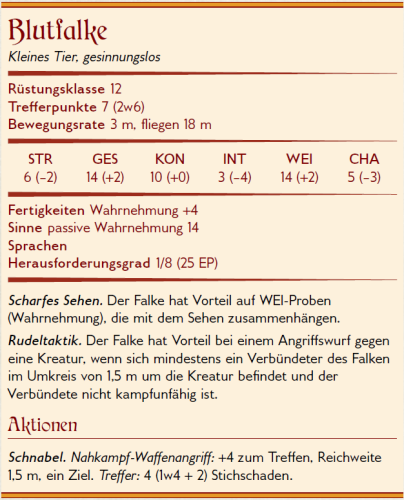 Deutscher Statblock Blutfalke